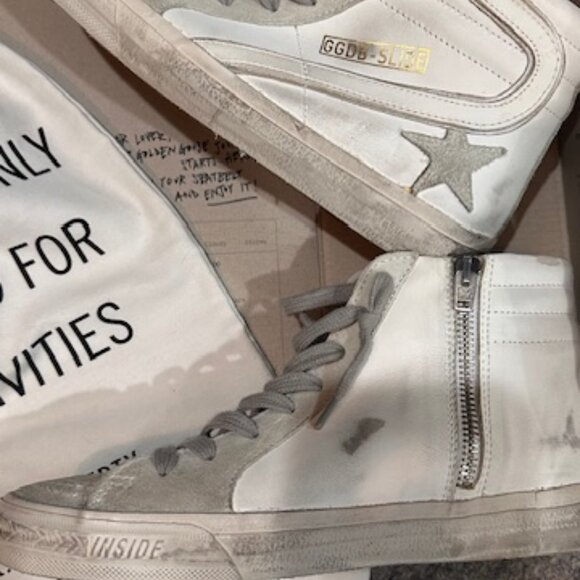 Golden Goose Woman Size 38 Suede Toe and Star Leather White/Ice - Picture 10 of 14